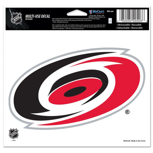 Calcomanía multiusos de los Carolina Hurricanes, fondo transparente, 5" x 6"