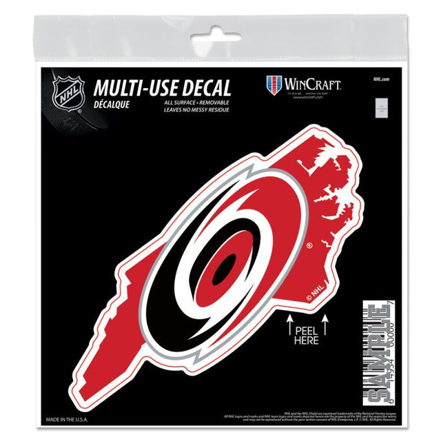 Carolina Hurricanes state shape All Surface Decal 6" x 6"