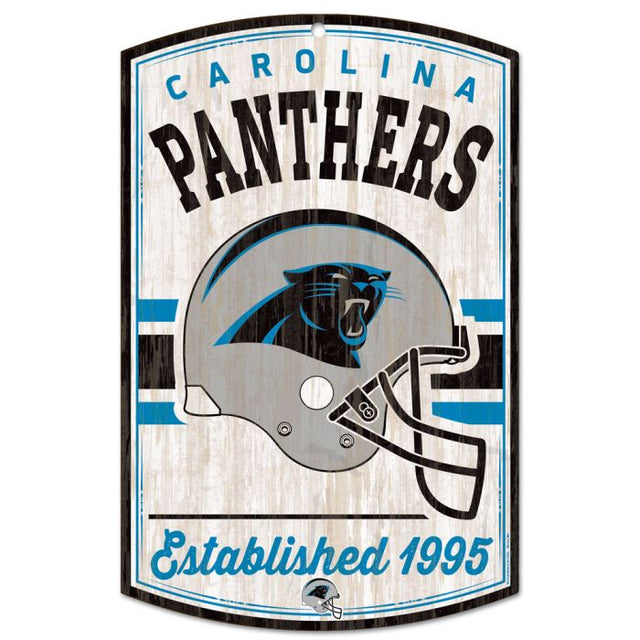 Letrero de madera retro con el logotipo clásico de los Carolina Panthers, 11" x 17", 1/4" de grosor