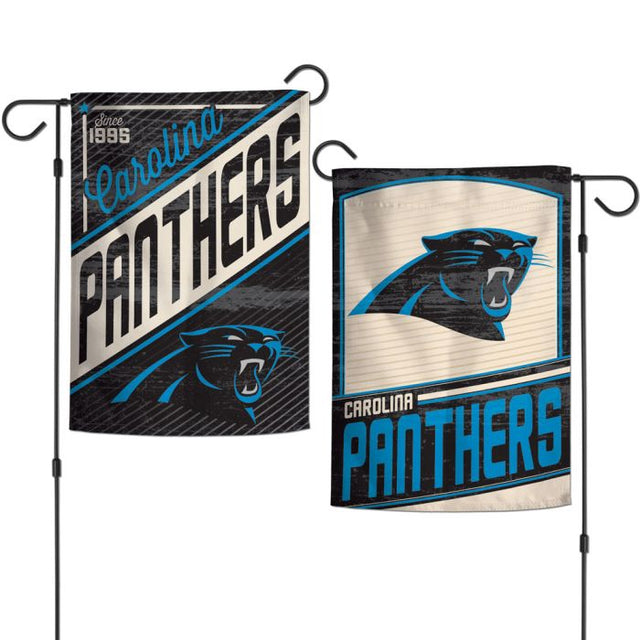 Banderas de jardín retro con logotipo clásico de Carolina Panthers, 2 lados, 12,5" x 18"