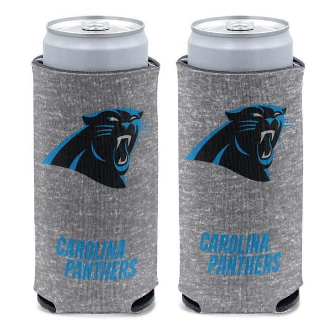 Enfriador de latas delgado de 12 oz con el logo de Carolina Panthers en color Heather