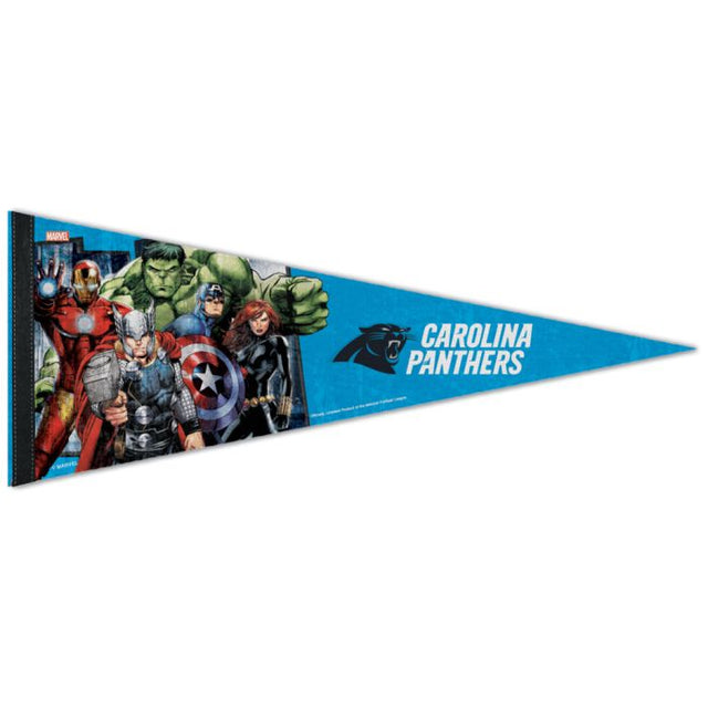 Carolina Panthers / Marvel (C) Banderín premium de Marvel 2021 de 12" x 30"