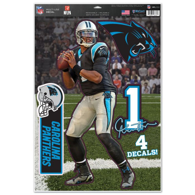 Calcomanía multiusos de los Carolina Panthers de 11" x 17" de Cam Newton