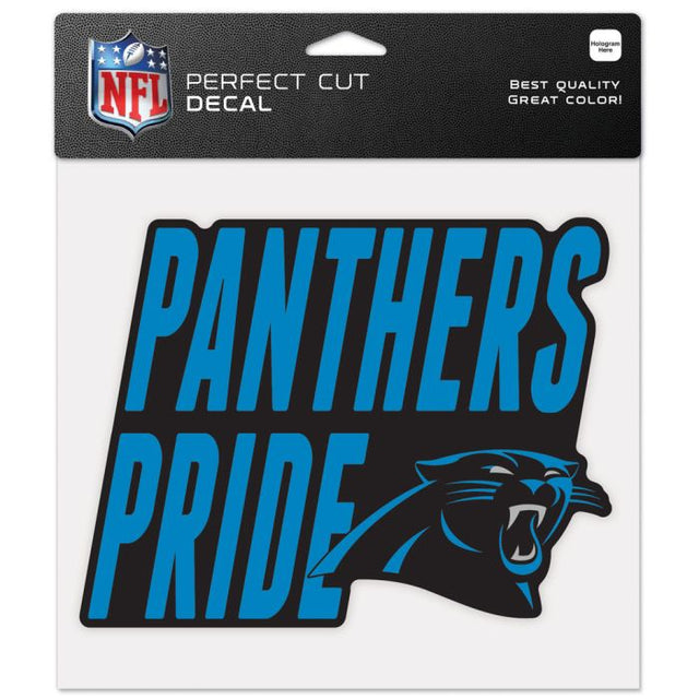 Calcomanía de color de corte perfecto con el eslogan de los Carolina Panthers de 8" x 8"