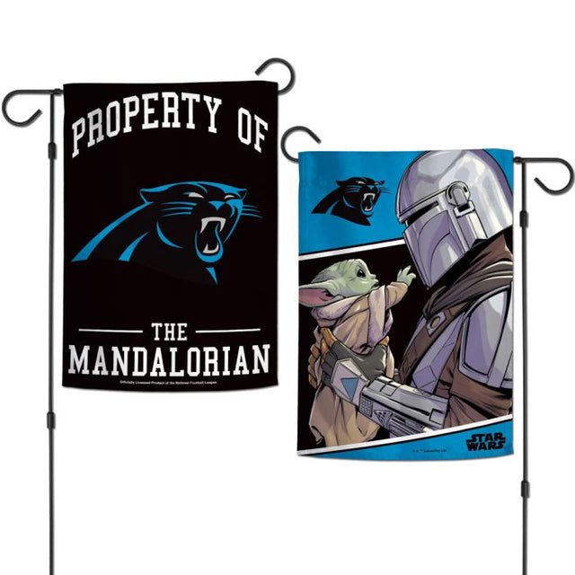 Banderas de jardín de Carolina Panthers/Star Wars Mandalorian de 2 lados, 12,5" x 18"