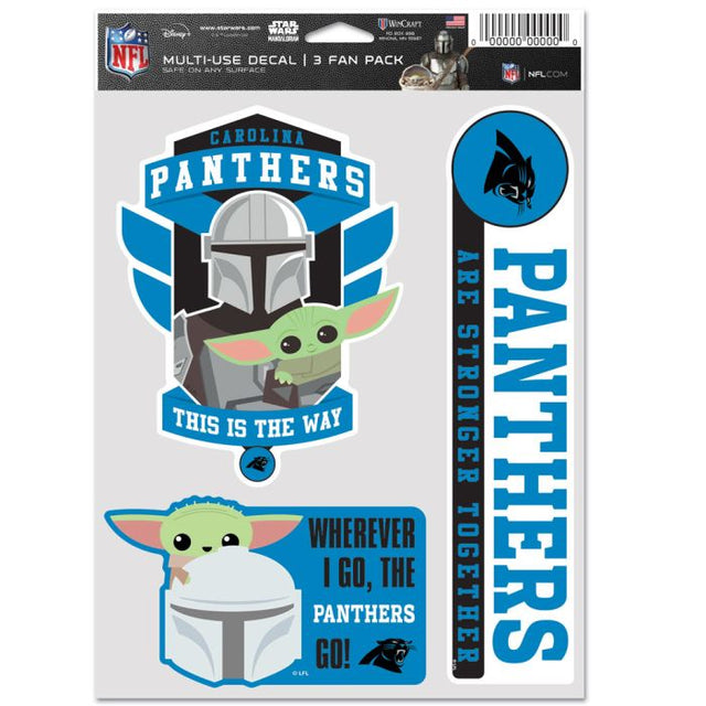 Paquete multiusos para 3 fanáticos de Carolina Panthers/Star Wars Mandalorian