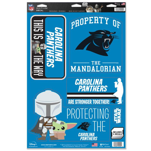 Calcomanía multiusos de Carolina Panthers/Star Wars Mandalorian de 11" x 17"