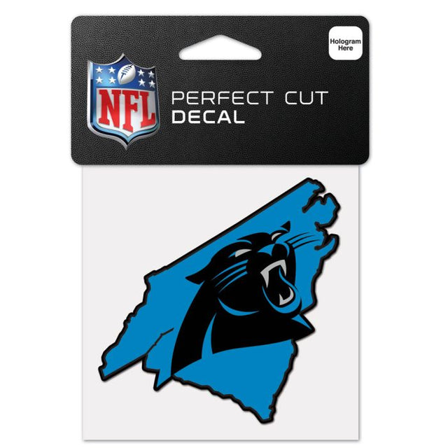 Calcomanía de color con corte perfecto y forma del estado de Carolina Panthers, 4" x 4"