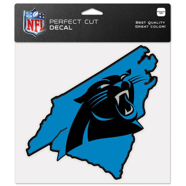 Calcomanía de color con corte perfecto y forma del estado de Carolina Panthers, 8" x 8"