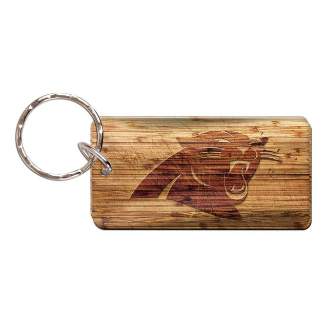 Llavero rectangular de madera de los Carolina Panthers