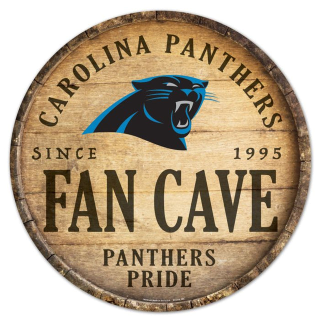 Letrero de madera de los Carolina Panthers, 14" redondo