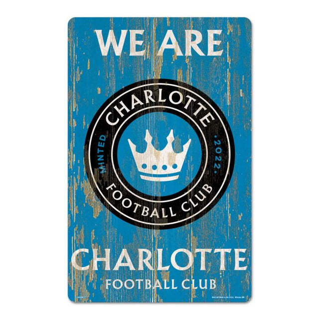 Letrero de madera del Charlotte FC de 11" x 17" y 1/4" de grosor