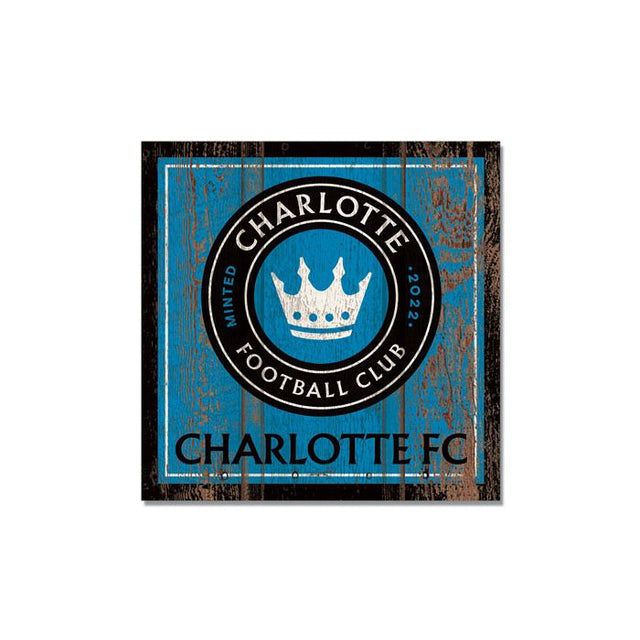 Imán de madera del Charlotte FC de 3" x 3"