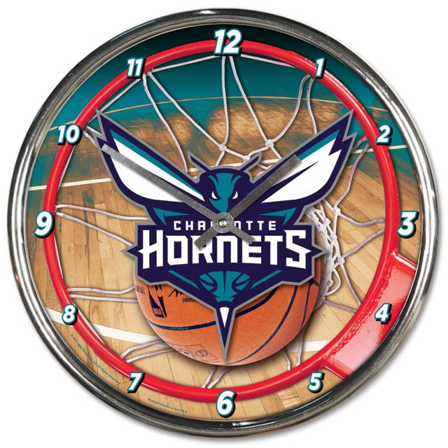 Charlotte Hornets Chrome Clock