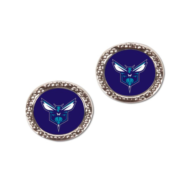 Charlotte Hornets Earrings Jewelry Carded Round