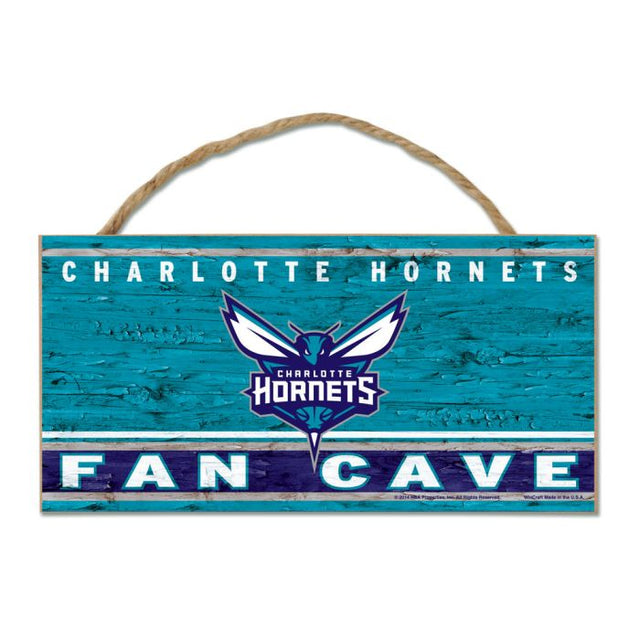 Charlotte Hornets Wood Sign w/Rope 5" x 10"