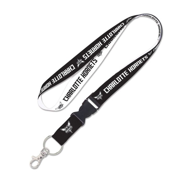 Charlotte Hornets black and white Lanyard w/detachable buckle 1"