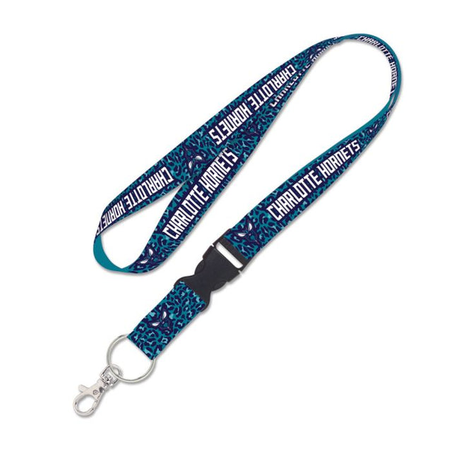 Charlotte Hornets leopard Lanyard w/detachable buckle 1"