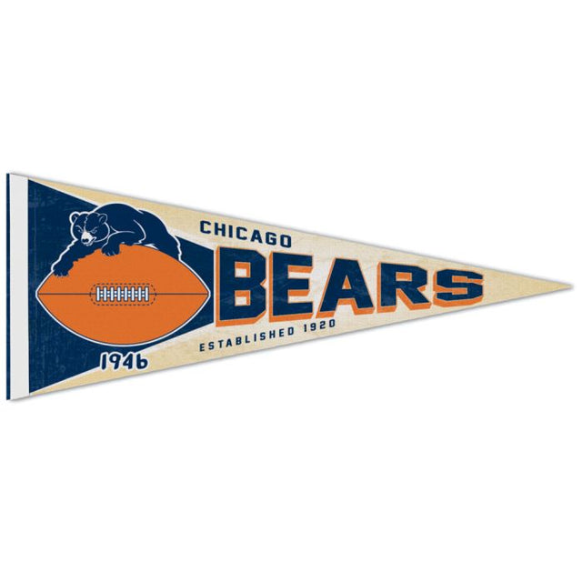 Banderín premium retro con el logotipo clásico de los Chicago Bears, 12" x 30"