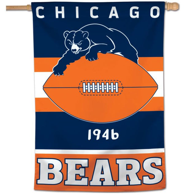 Bandera vertical retro con logotipo clásico de Chicago Bears, 28" x 40"