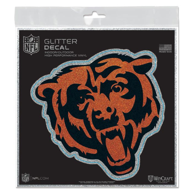 Calcomanía con brillantina de los Chicago Bears de 6" x 6"