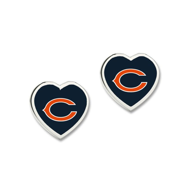 Chicago Bears HEART POST Earrings w/3D Heart