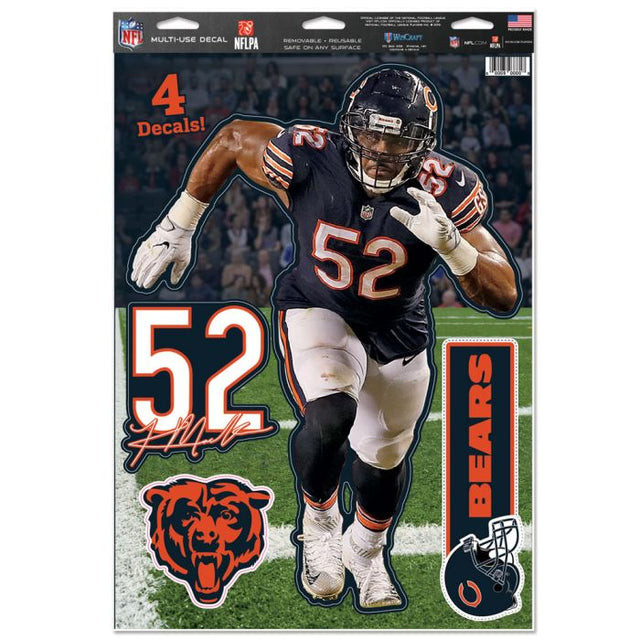 Calcomanía multiusos de los Chicago Bears de 11" x 17" de Khalil Mack