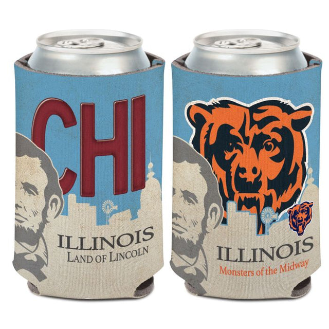 Enfriador de lata con placa ESTATAL de los Chicago Bears, 12 oz.