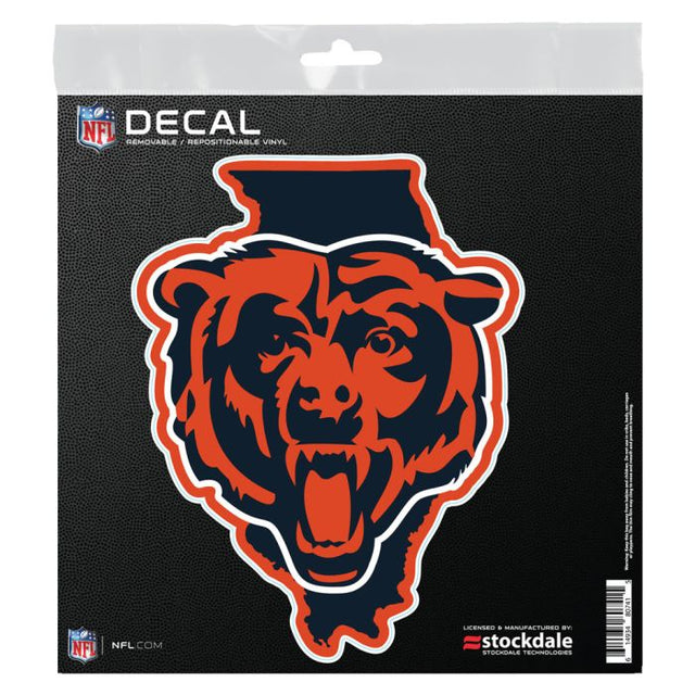 Calcomanía para todas las superficies con la forma del estado de los Chicago Bears, 6" x 6"