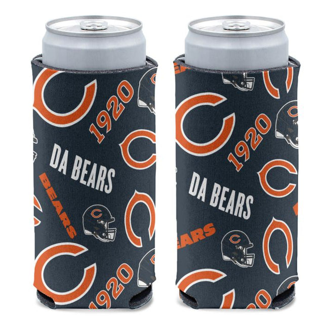 Chicago Bears Scatter Print 12 oz Slim Can Cooler