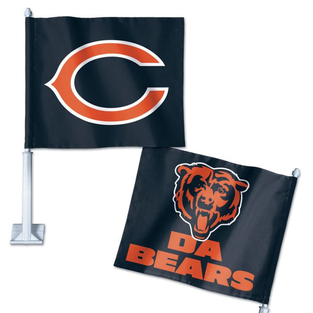 Bandera para auto con eslogan de los Chicago Bears, 11,75" x 14"