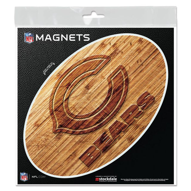 Imanes de madera para exteriores de los Chicago Bears, 6" x 6"