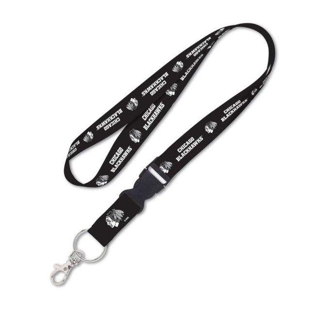 Chicago Blackhawks BLACK Lanyard w/detachable buckle 1"