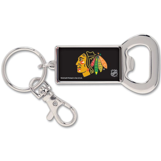 Llavero con abrebotellas rectangular de los Chicago Blackhawks