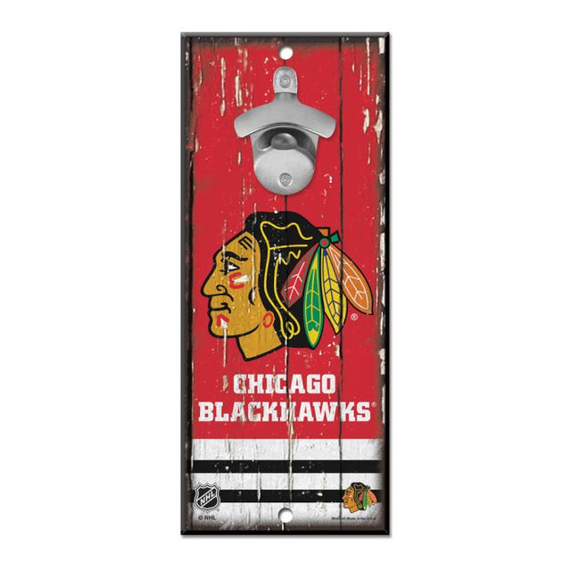 Letrero con abrebotellas de Chicago Blackhawks de 5 x 11 pulgadas