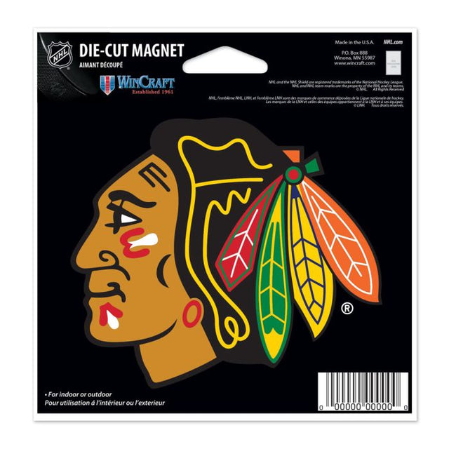 Imán troquelado de los Chicago Blackhawks de 4,5" x 6"