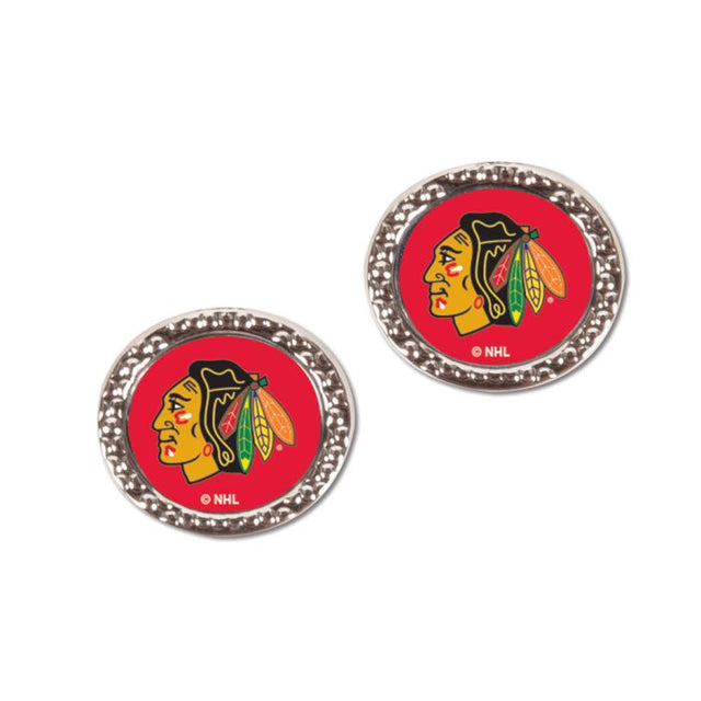 Chicago Blackhawks Earrings Jewelry Carded Round