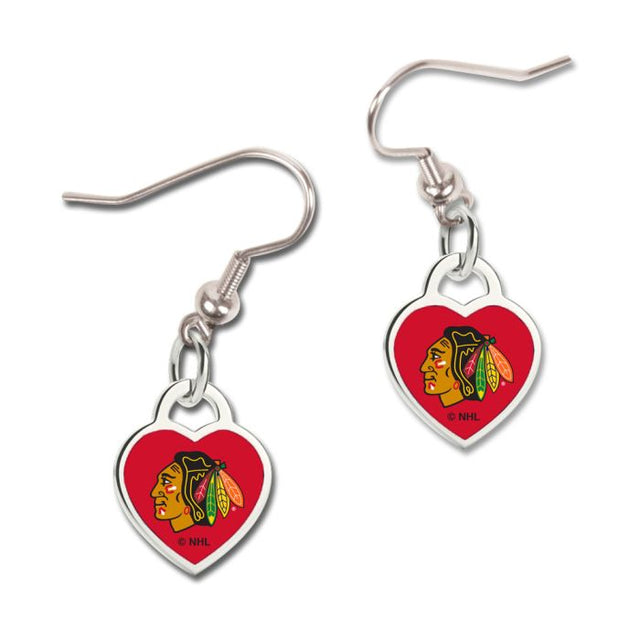 Pendientes de los Chicago Blackhawks con corazón en 3D