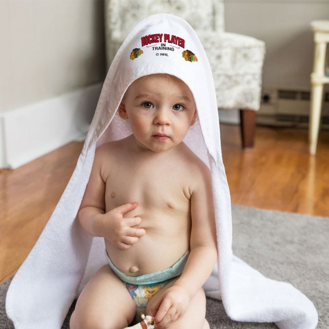 Chicago Blackhawks Hockey Player in training All Pro Hooded Baby Towel