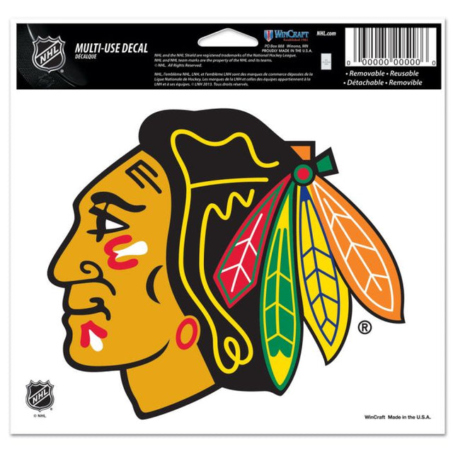 Chicago Blackhawks Multi-Use Decal -Clear Bckrgd 5" x 6"