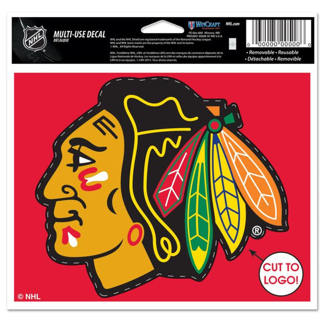 Calcomanía multiusos de los Chicago Blackhawks: cortada con el logotipo de 5" x 6"