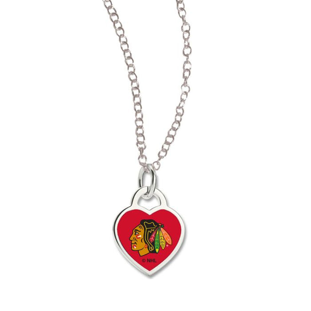 Chicago Blackhawks Necklace w/3D Heart