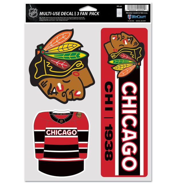 Paquete multiusos para 3 fanáticos de edición especial de los Chicago Blackhawks