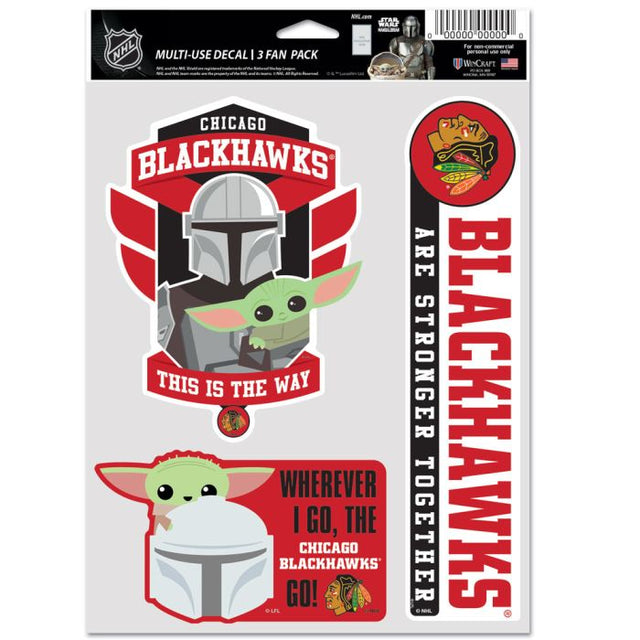 Paquete multiusos para 3 fanáticos de Chicago Blackhawks/Star Wars Mandalorian