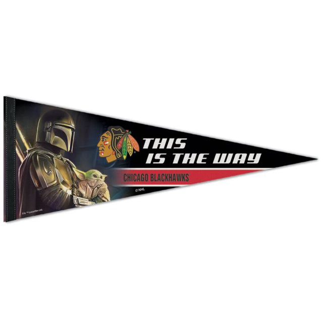 Banderín premium de Chicago Blackhawks / Star Wars Mandalorian de 12" x 30"