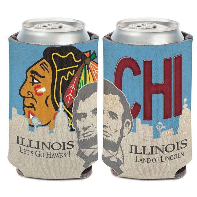 Enfriador de lata con placa estatal de Chicago Blackhawks, 12 oz.