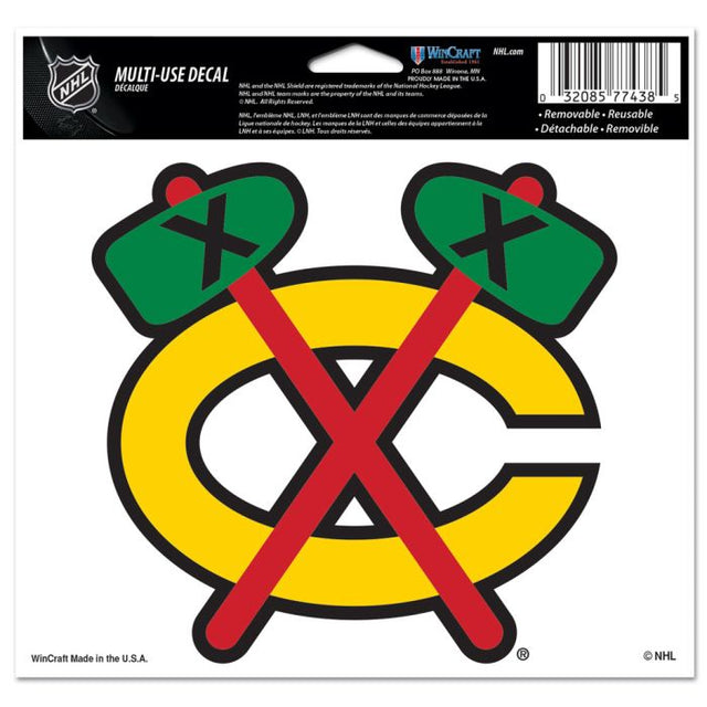 Chicago Blackhawks Tomahawk Multi-Use Decal -Clear Bckrgd 5" x 6"