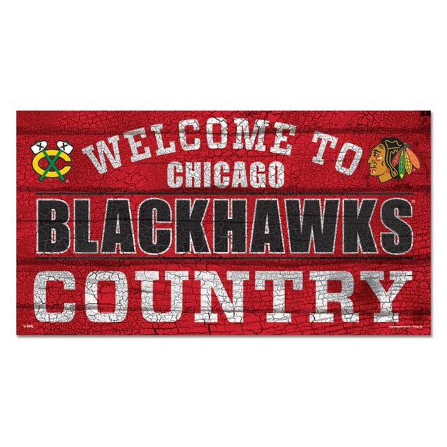 Chicago Blackhawks Wood Sign 13"x24" 1/4" thick