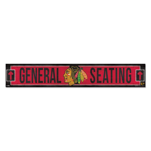 Letrero de madera de Chicago Blackhawks, 6" x 36", 3/8" de grosor