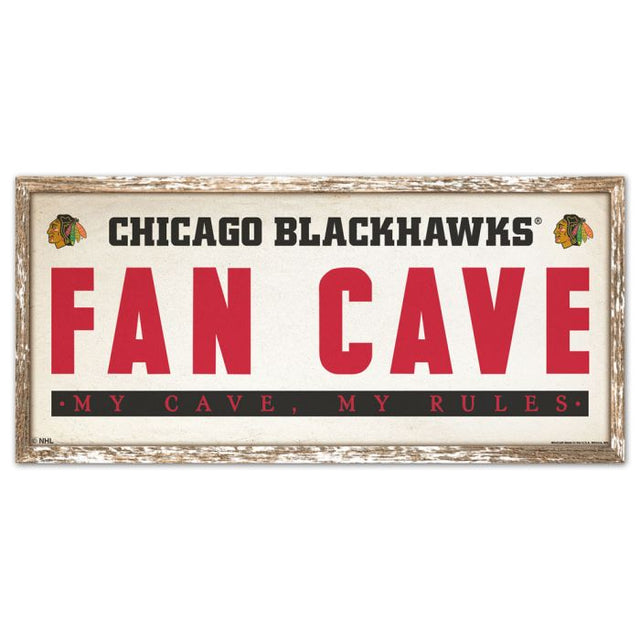 Letrero de madera de los Chicago Blackhawks de 20 x 43 cm